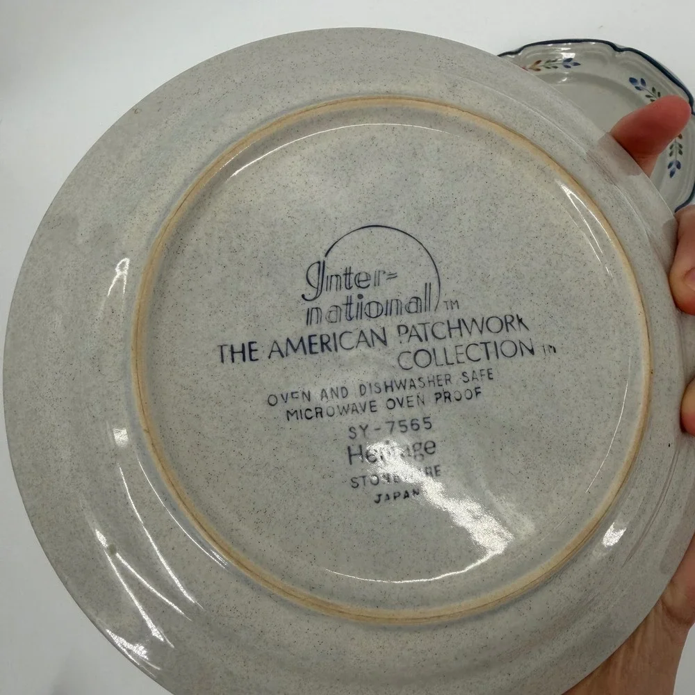 International American Patchwork Heritage Floral Stoneware Plates Set 2